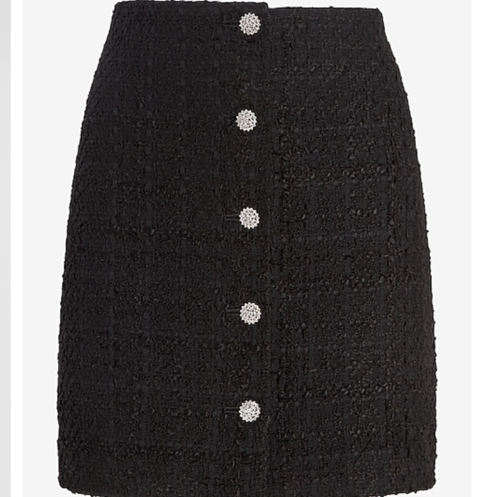 Express Boucle Embellished Button Front High Wais… - image 4